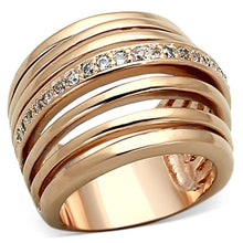 Load image into Gallery viewer, LOA890 - Rose Gold Brass Ring with AAA Grade CZ  in Clear