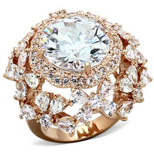 Load image into Gallery viewer, LOA891 - Rose Gold Brass Ring with AAA Grade CZ  in Clear