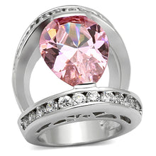 Load image into Gallery viewer, LOA924 - Rhodium Brass Ring with AAA Grade CZ  in Rose