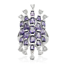 Load image into Gallery viewer, LOA933 - Rhodium Brass Ring with AAA Grade CZ  in Amethyst