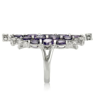 LOA933 - Rhodium Brass Ring with AAA Grade CZ  in Amethyst