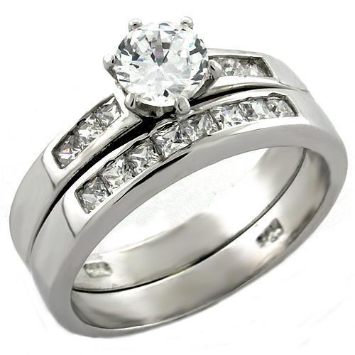 LOAS1025 - Rhodium 925 Sterling Silver Ring with AAA Grade CZ  in Clear