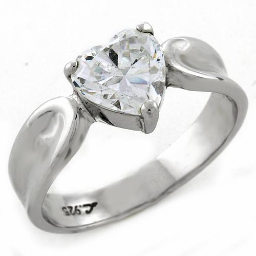 LOAS1061 - High-Polished 925 Sterling Silver Ring with AAA Grade CZ  in Clear