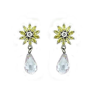 LOAS1332 - Rhodium 925 Sterling Silver Earrings with AAA Grade CZ  in Multi Color