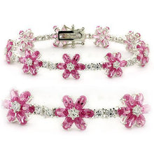 Load image into Gallery viewer, LOAS956 - High-Polished 925 Sterling Silver Bracelet with AAA Grade CZ  in Rose