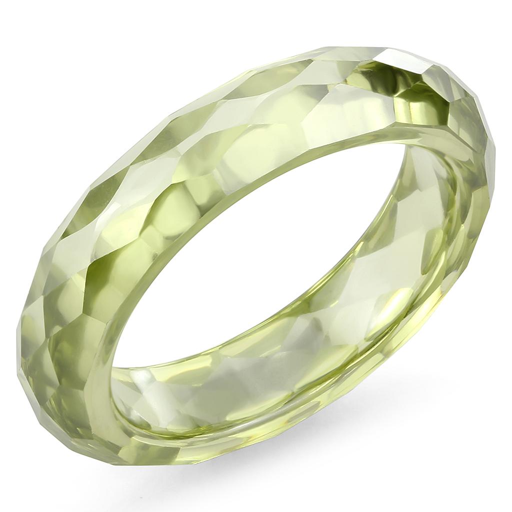 LOS082 -  Stone Ring with AAA Grade CZ  in Olivine color