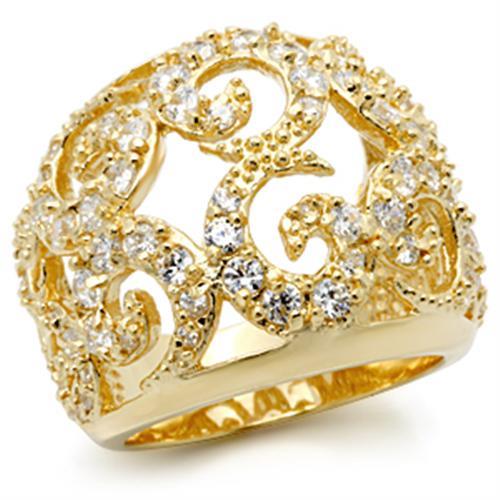 LOS118 - Gold 925 Sterling Silver Ring with AAA Grade CZ  in Clear