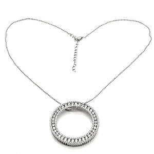 LOS417 - Rhodium 925 Sterling Silver Chain Pendant with AAA Grade CZ  in Clear