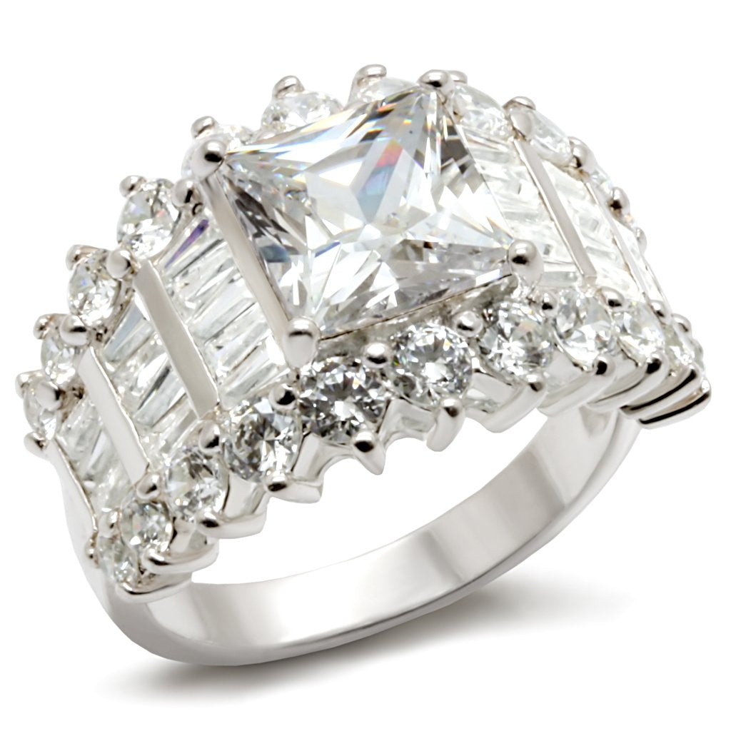 LOS482 - Rhodium 925 Sterling Silver Ring with AAA Grade CZ in Clear ...