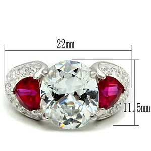 LOS531 Rhodium 925 Sterling Silver Ring with AAA Grade CZ in Ruby