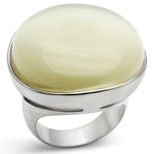 Load image into Gallery viewer, LOS537 - Silver 925 Sterling Silver Ring with Synthetic Cat Eye in White