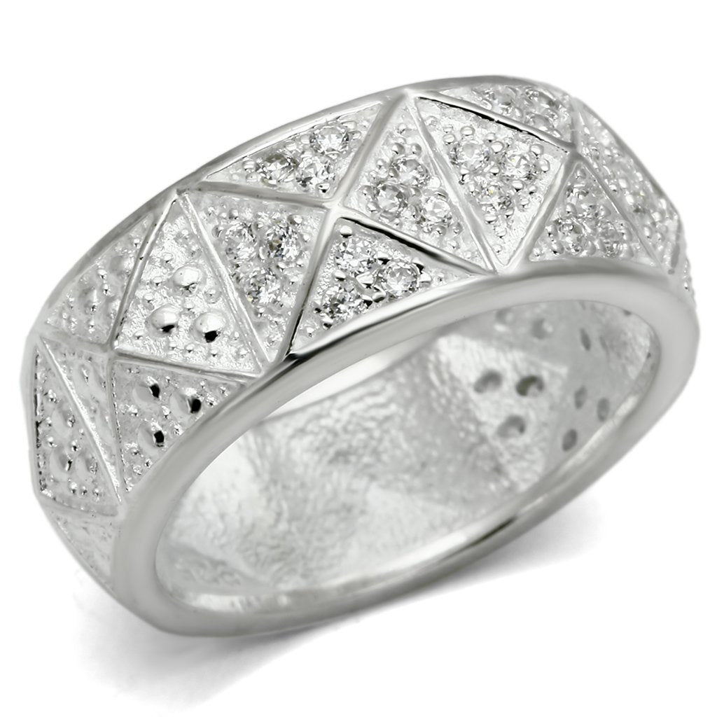 LOS559 - Silver 925 Sterling Silver Ring with AAA Grade CZ  in Clear