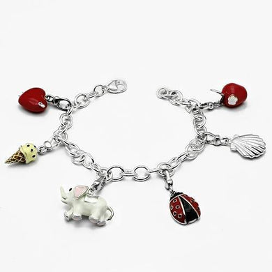 LOS607 - Silver 925 Sterling Silver Bracelet with Epoxy  in Multi Color