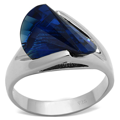 LOS642 - Silver 925 Sterling Silver Ring with Synthetic Synthetic Glass in Montana