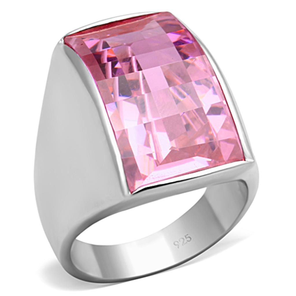 LOS695 - Silver 925 Sterling Silver Ring with AAA Grade CZ  in Rose