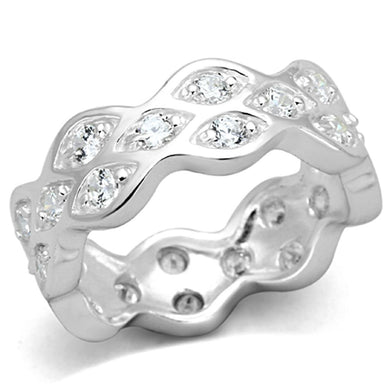 LOS727 - Rhodium 925 Sterling Silver Ring with AAA Grade CZ  in Clear