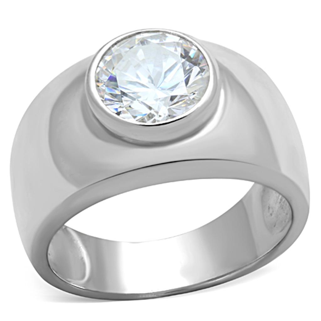 LOS744 - Silver 925 Sterling Silver Ring with AAA Grade CZ  in Clear