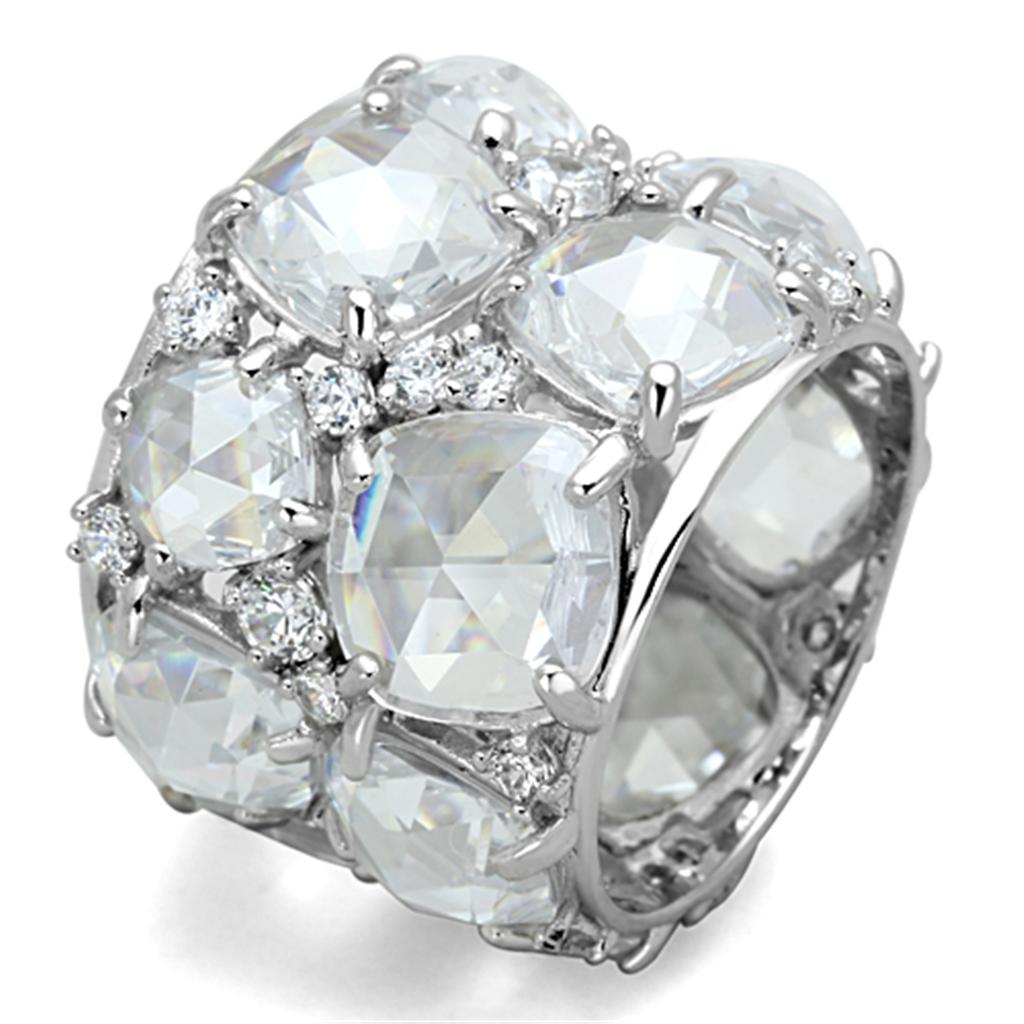 LOS767 - Rhodium 925 Sterling Silver Ring with AAA Grade CZ  in Clear