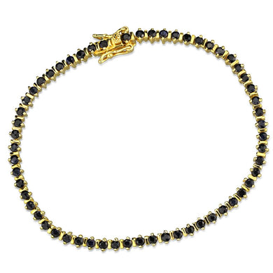 LOS838 - Gold 925 Sterling Silver Bracelet with AAA Grade CZ  in Jet