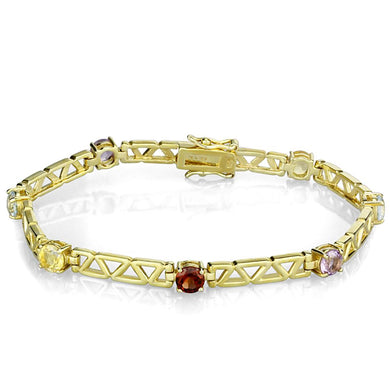 LOS840 - Gold 925 Sterling Silver Bracelet with AAA Grade CZ  in Multi Color