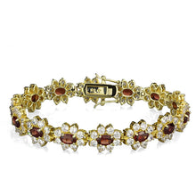 Load image into Gallery viewer, LOS842 - Gold 925 Sterling Silver Bracelet with AAA Grade CZ  in Garnet