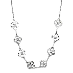 LOS874 Rhodium 925 Sterling Silver Necklace with Top Grade Crystal in Clear