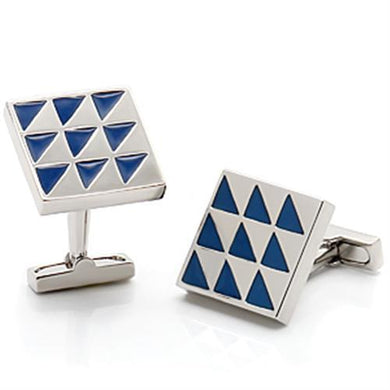 LO1191 - Rhodium Brass Cufflink with Epoxy  in Montana