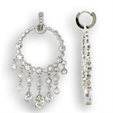 S37108 - Rhodium 925 Sterling Silver Earrings with Top Grade Crystal  in Clear