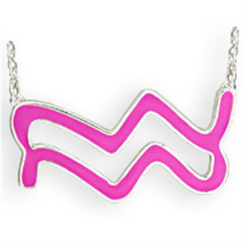 SNK09PINK - Silver Brass Chain Pendant with Epoxy  in Rose