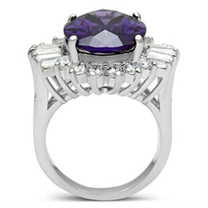 SS001 - Silver 925 Sterling Silver Ring with AAA Grade CZ  in Amethyst