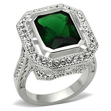 Load image into Gallery viewer, SS002 - Silver 925 Sterling Silver Ring with Synthetic Synthetic Glass in Emerald