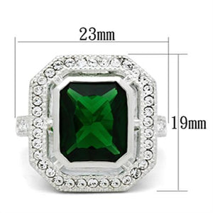 SS002 - Silver 925 Sterling Silver Ring with Synthetic Synthetic Glass in Emerald