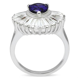 SS004 - Silver 925 Sterling Silver Ring with AAA Grade CZ  in Tanzanite