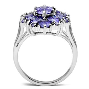 SS005 - Silver 925 Sterling Silver Ring with AAA Grade CZ  in Tanzanite