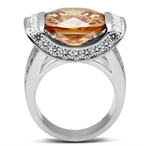 SS006 - Silver 925 Sterling Silver Ring with AAA Grade CZ  in Champagne