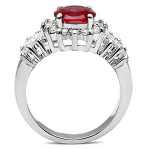 SS009 - Silver 925 Sterling Silver Ring with AAA Grade CZ  in Ruby