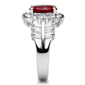 SS009 - Silver 925 Sterling Silver Ring with AAA Grade CZ  in Ruby