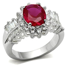 Load image into Gallery viewer, SS009 - Silver 925 Sterling Silver Ring with AAA Grade CZ  in Ruby