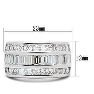 SS022 - Silver 925 Sterling Silver Ring with AAA Grade CZ  in Clear