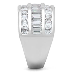 SS022 - Silver 925 Sterling Silver Ring with AAA Grade CZ  in Clear