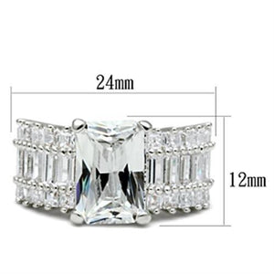 SS023 - Silver 925 Sterling Silver Ring with AAA Grade CZ  in Clear