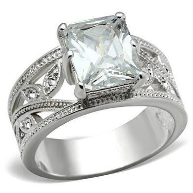 SS024 - Silver 925 Sterling Silver Ring with AAA Grade CZ  in Clear