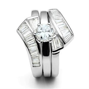 SS025 - Silver 925 Sterling Silver Ring with AAA Grade CZ  in Clear