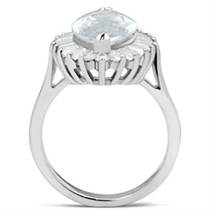 SS027 - Silver 925 Sterling Silver Ring with AAA Grade CZ  in Clear