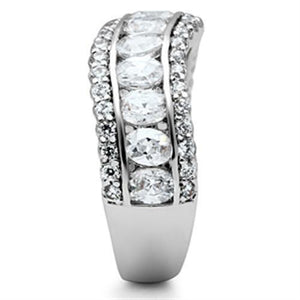 SS029 - Silver 925 Sterling Silver Ring with AAA Grade CZ  in Clear