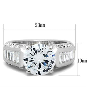 SS031 - Silver 925 Sterling Silver Ring with AAA Grade CZ  in Clear