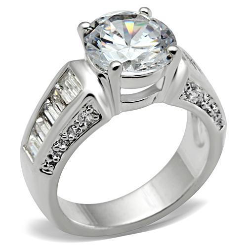 SS031 - Silver 925 Sterling Silver Ring with AAA Grade CZ  in Clear