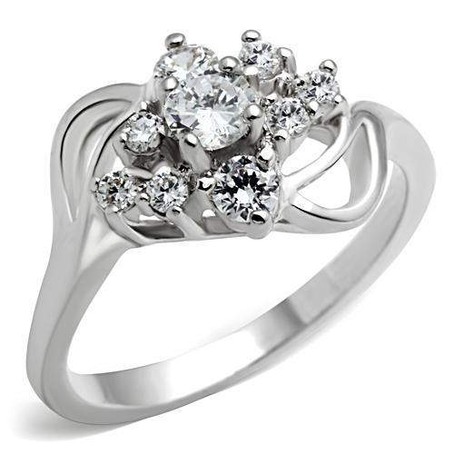 SS032 - Silver 925 Sterling Silver Ring with AAA Grade CZ  in Clear