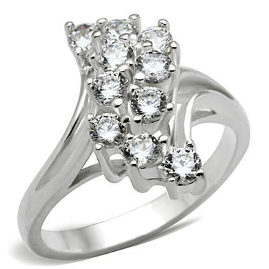 SS033 - Silver 925 Sterling Silver Ring with AAA Grade CZ  in Clear