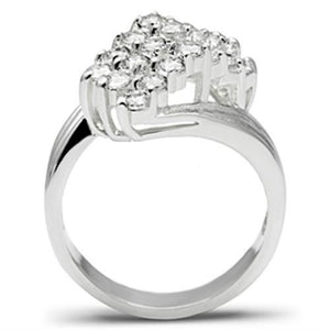 SS035 - Silver 925 Sterling Silver Ring with AAA Grade CZ  in Clear